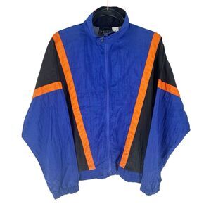 Akita Wear Jacket Mens Medium Blue Orange Windbreaker Full Zip Vintage 80's 90's